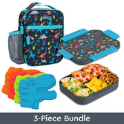Bentgo Kids Snap & Go Lunch Box, Insulated Lunch Tote, & Ice Packs - Dinosaur
